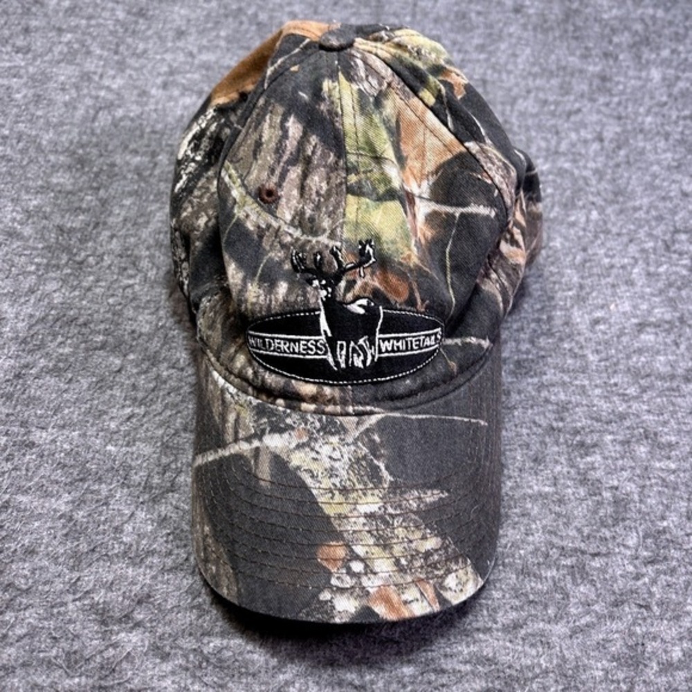 Vintage Mossy Oak Camo Hat Camouflage Wilderness Whitetails Hunting Adjustable